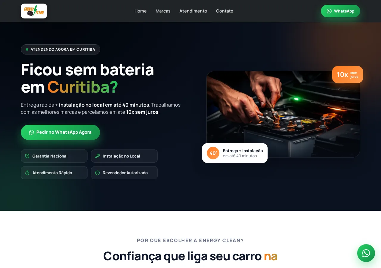 Site desenvolvido para Energy Clean Baterias