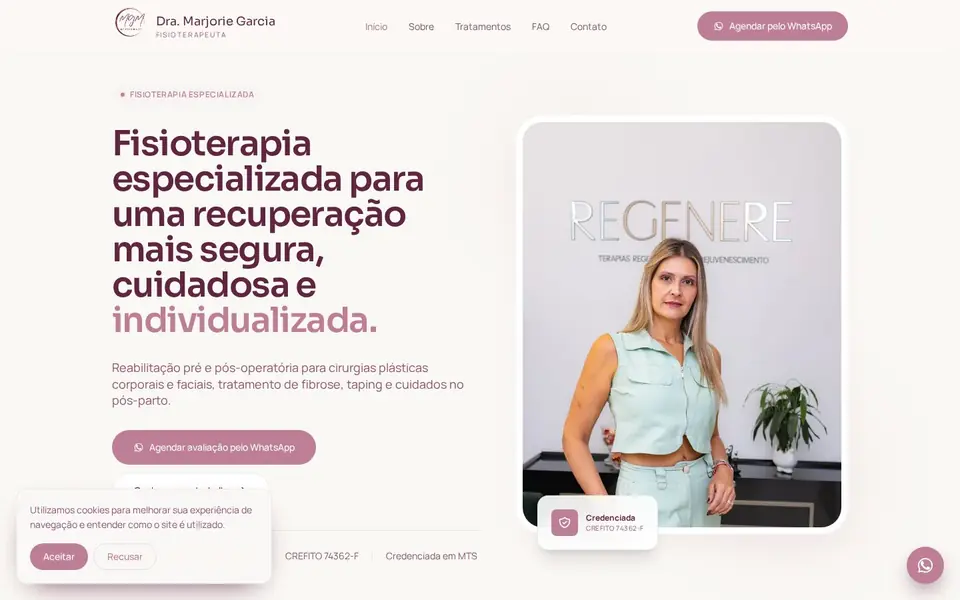 Site desenvolvido para Dra. Marjorie Garcia