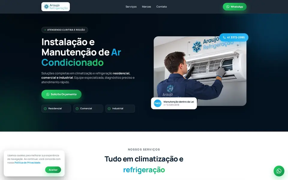 Site desenvolvido para Araujo Refrigeração